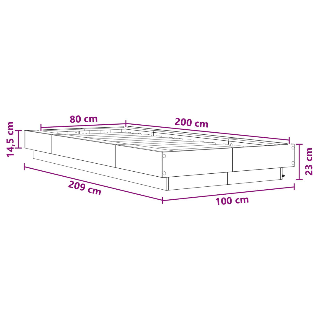 Senge ramme med LED Gammelt træ 80 x 200 cm Konstrueret træ