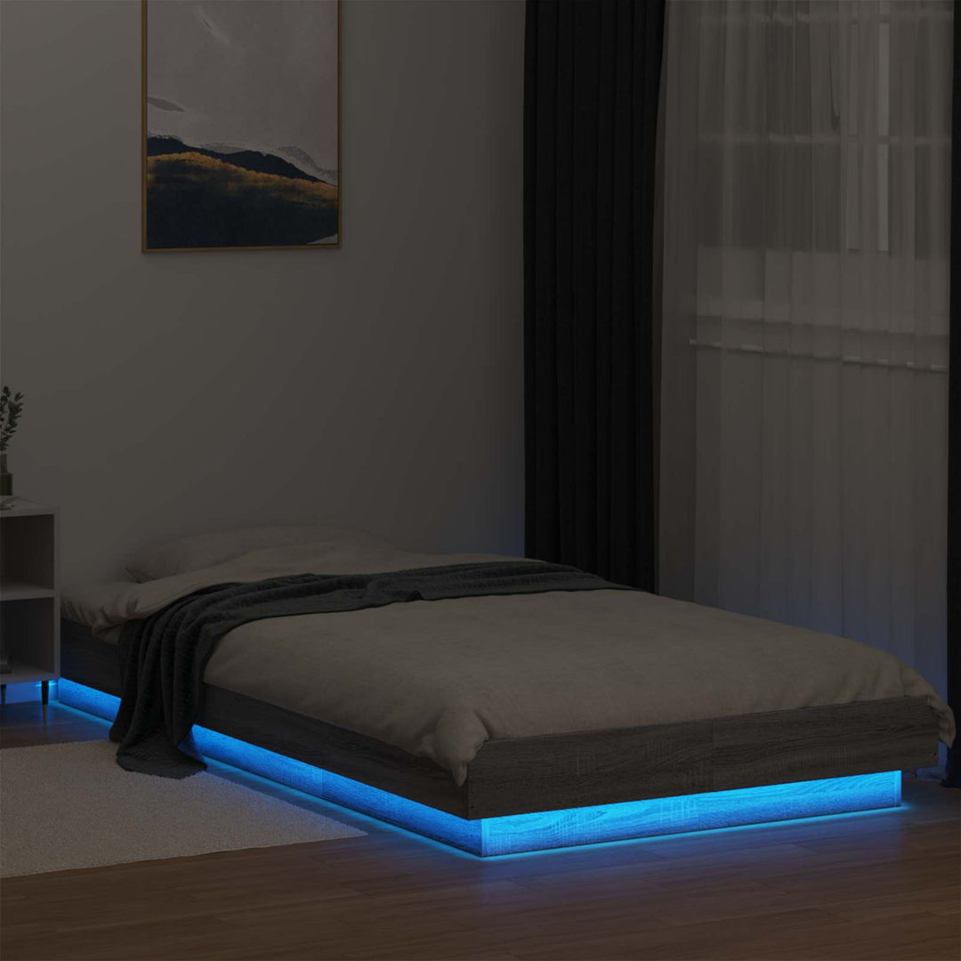 Senge ramme med LED Grå Sonoma 80 x 200 cm Konstrueret træ