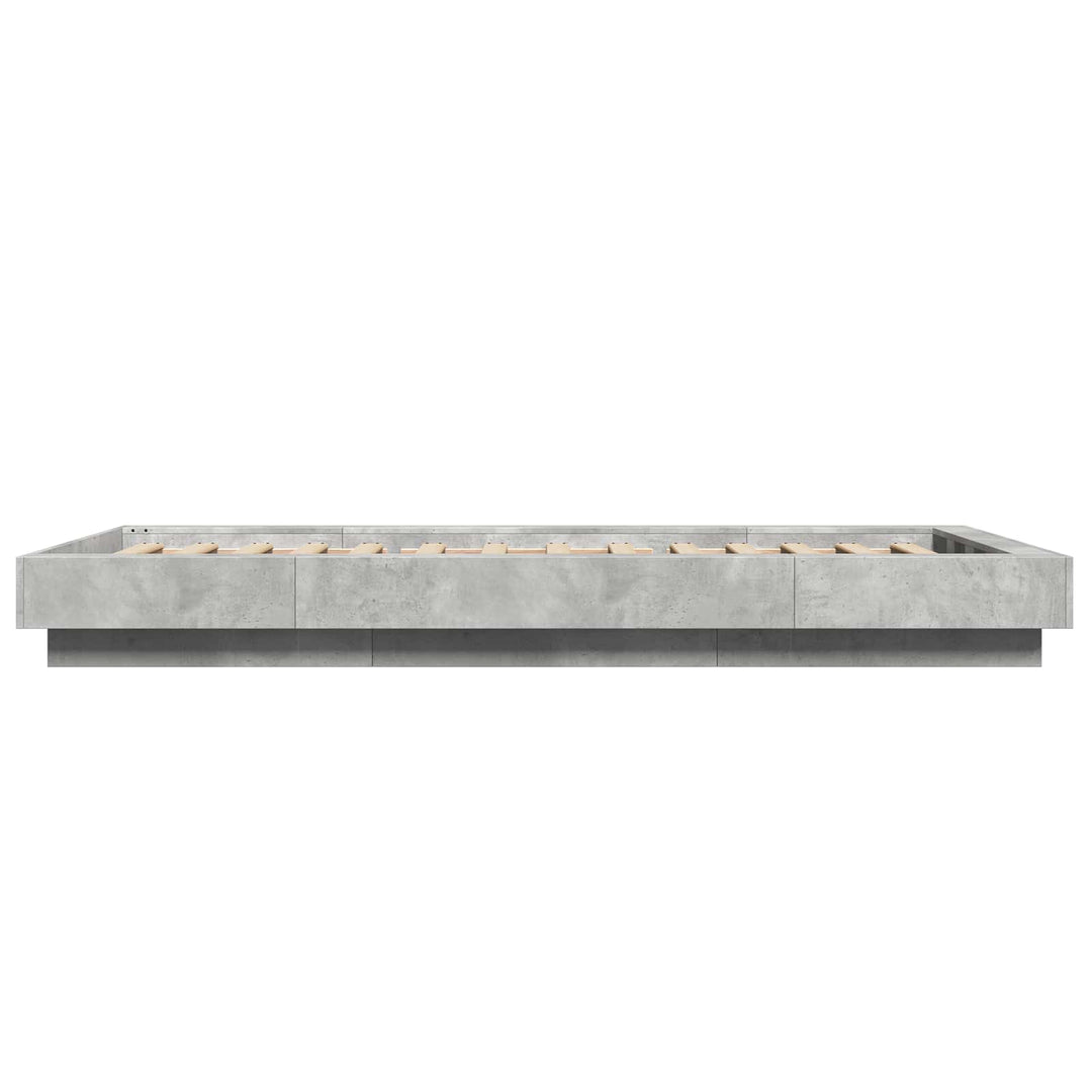 Senge ramme med LED Betongrå 80 x 200 cm Konstrueret træ