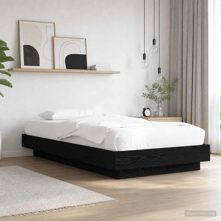Senge ramme med LED Sort eg 80 x 200 cm Konstrueret træ