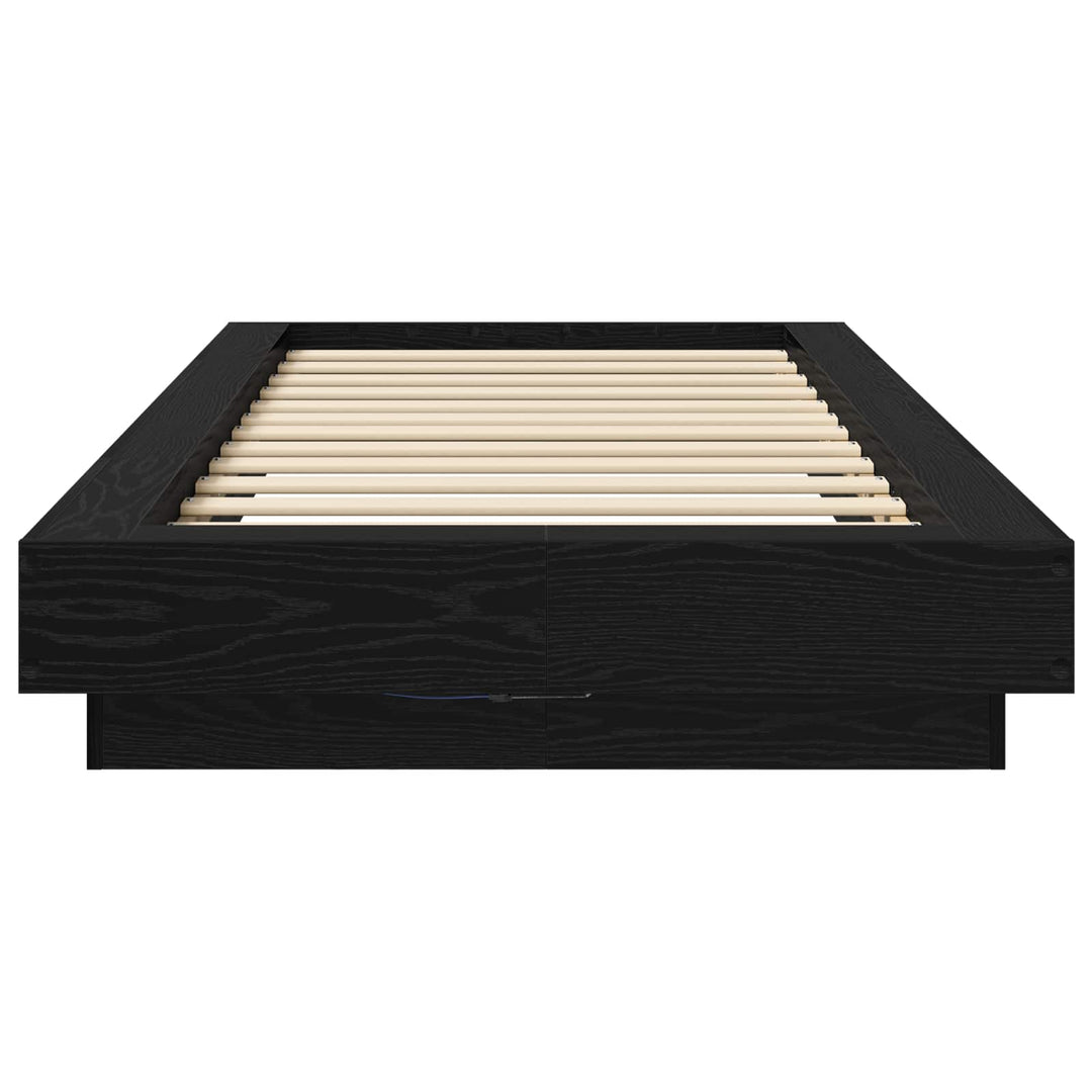 Senge ramme med LED Sort eg 80 x 200 cm Konstrueret træ