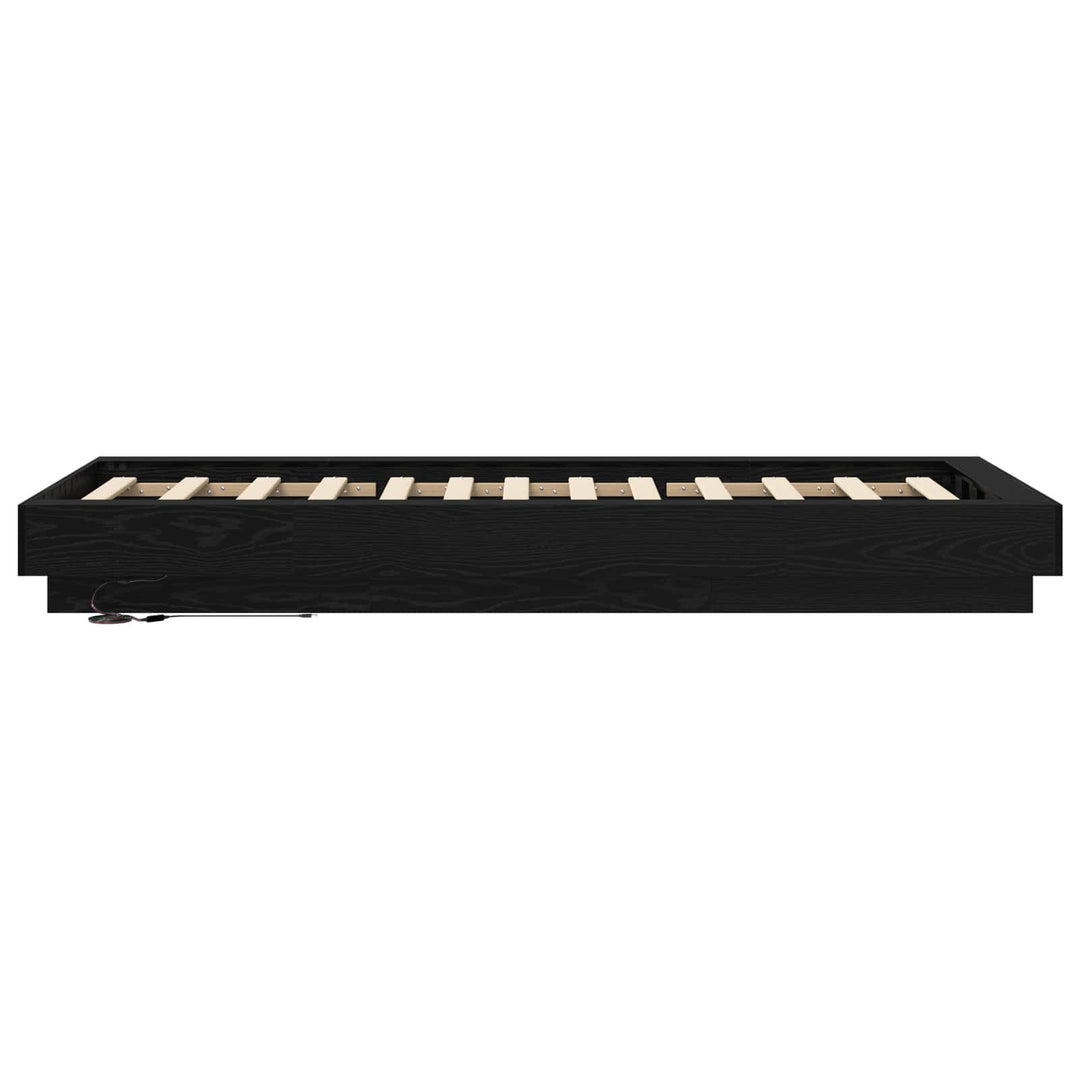 Senge ramme med LED Sort eg 80 x 200 cm Konstrueret træ