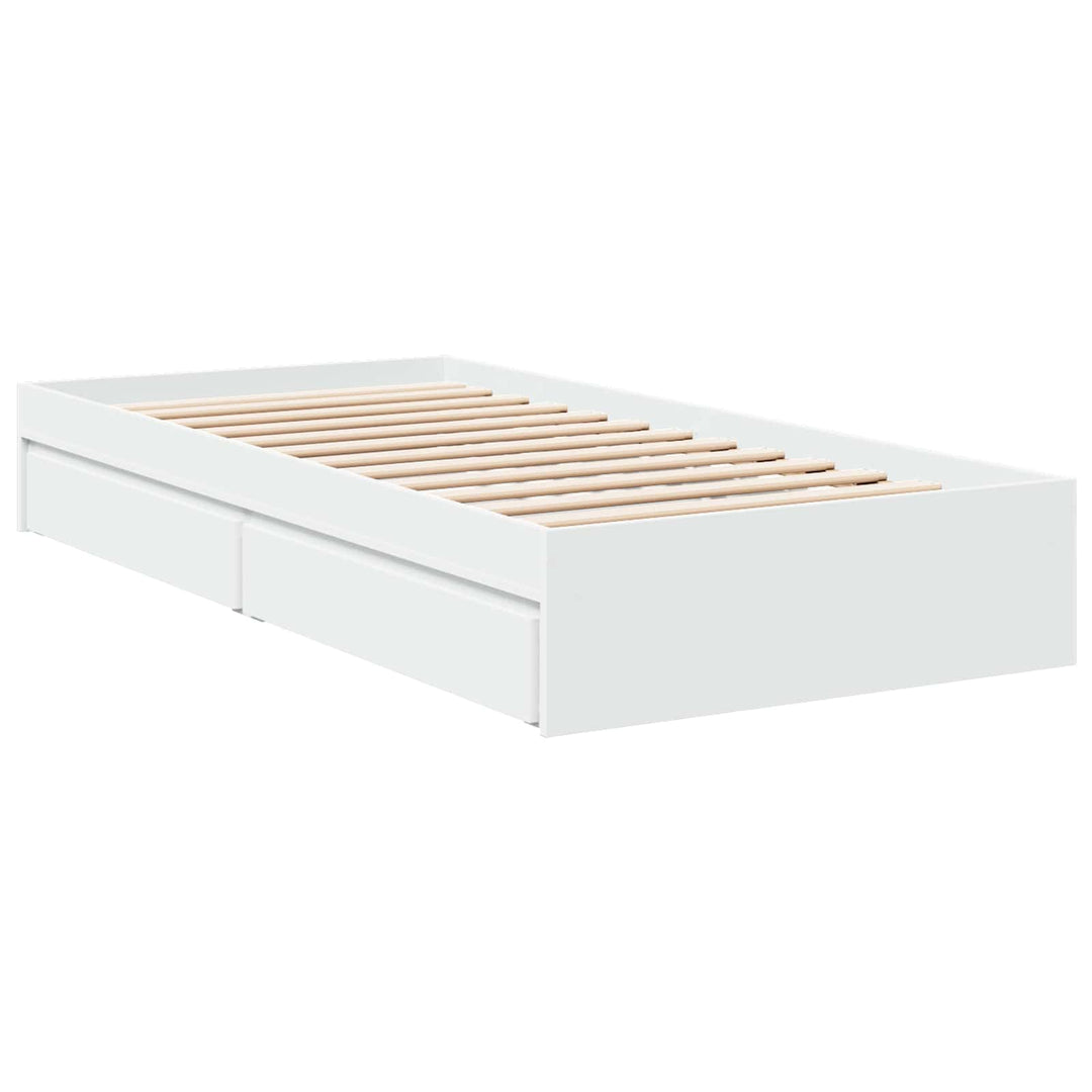Sengestel med opbevaring Hvid 80 x 200 cm Konstrueret træ