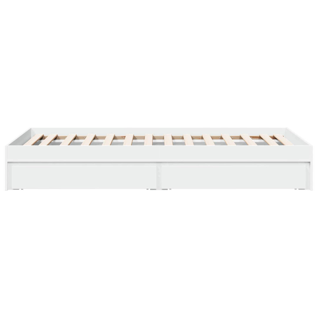 Sengestel med opbevaring Hvid 80 x 200 cm Konstrueret træ