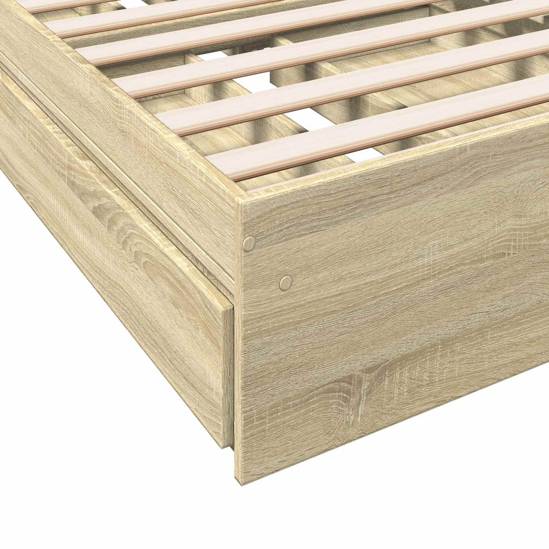 Sengestel med opbevaring Sonoma-eg 80 x 200 cm Konstrueret træ