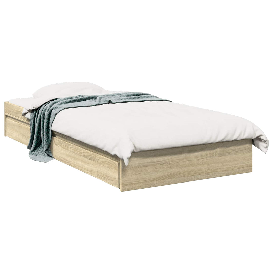 Sengestel med opbevaring Sonoma-eg 80 x 200 cm Konstrueret træ