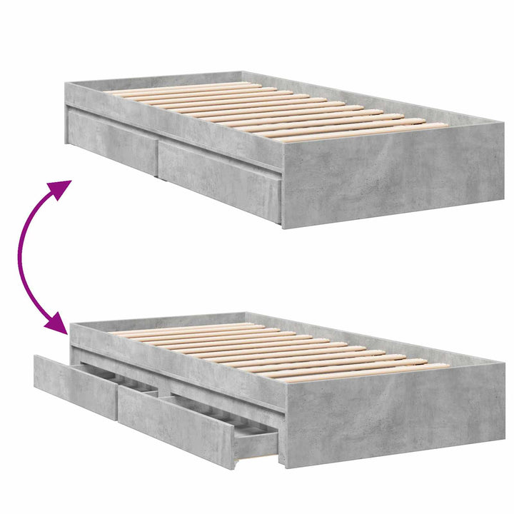Sengestel med opbevaring Betongrå 80 x 200 cm Konstrueret træ