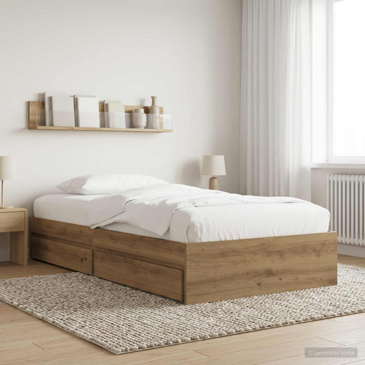 Sengestel med opbevaring Artisan-eg 80 x 200 cm Konstrueret træ