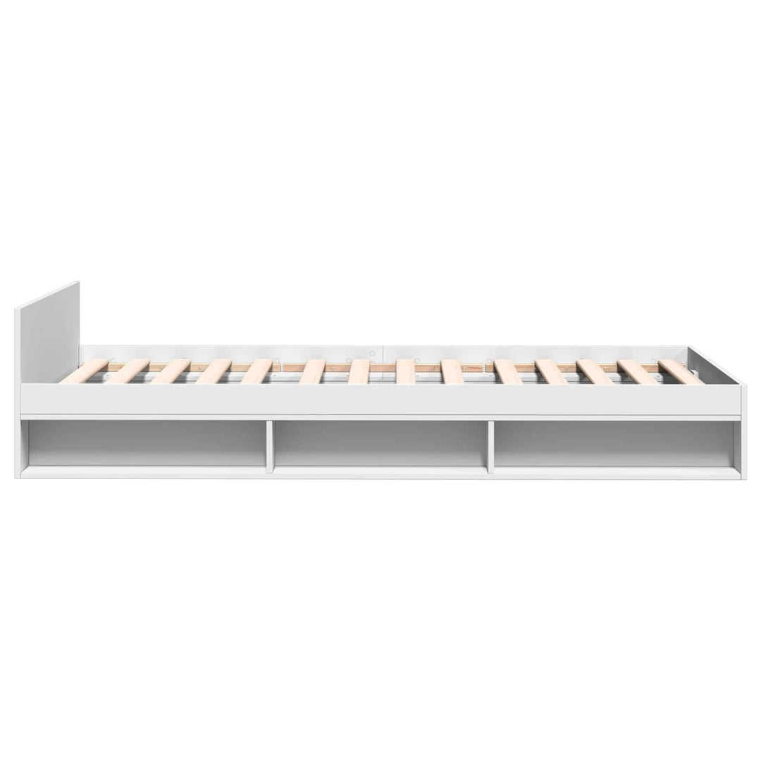 Sengestel med opbevaring Hvid 80 x 200 cm Konstrueret træ