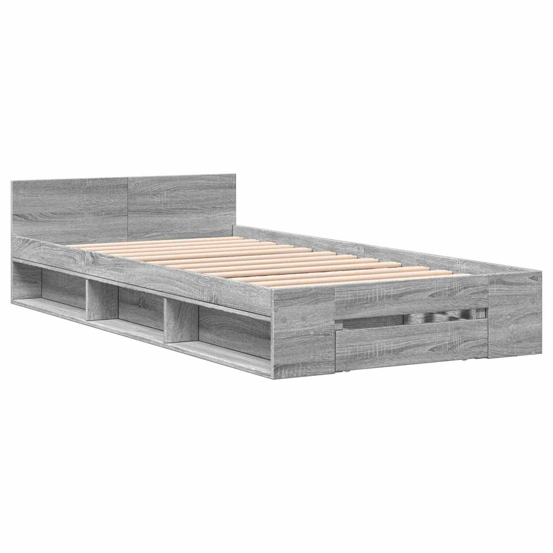 Sengestel med opbevaring Grå Sonoma 80 x 200 cm Konstrueret træ