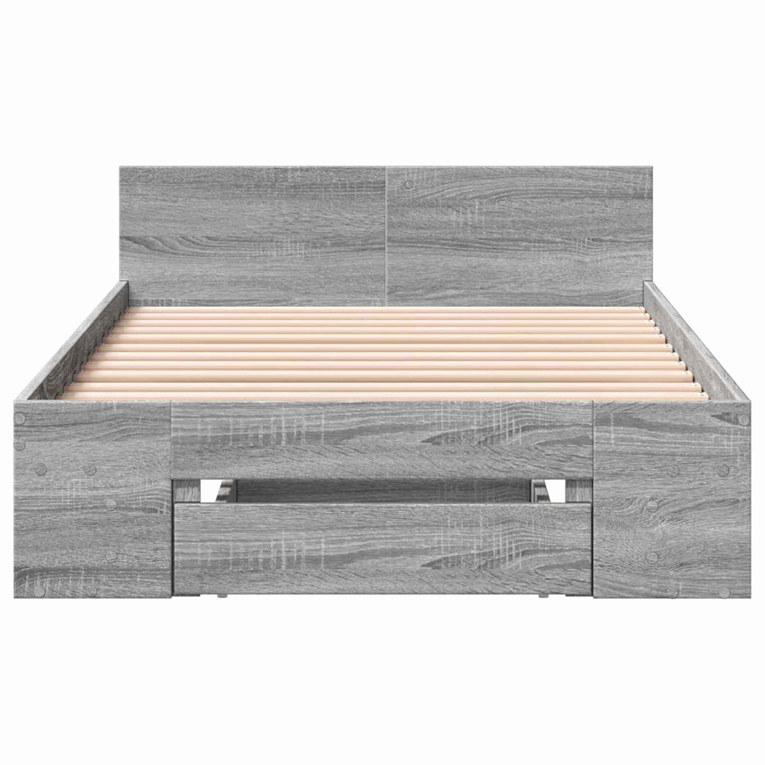 Sengestel med opbevaring Grå Sonoma 80 x 200 cm Konstrueret træ