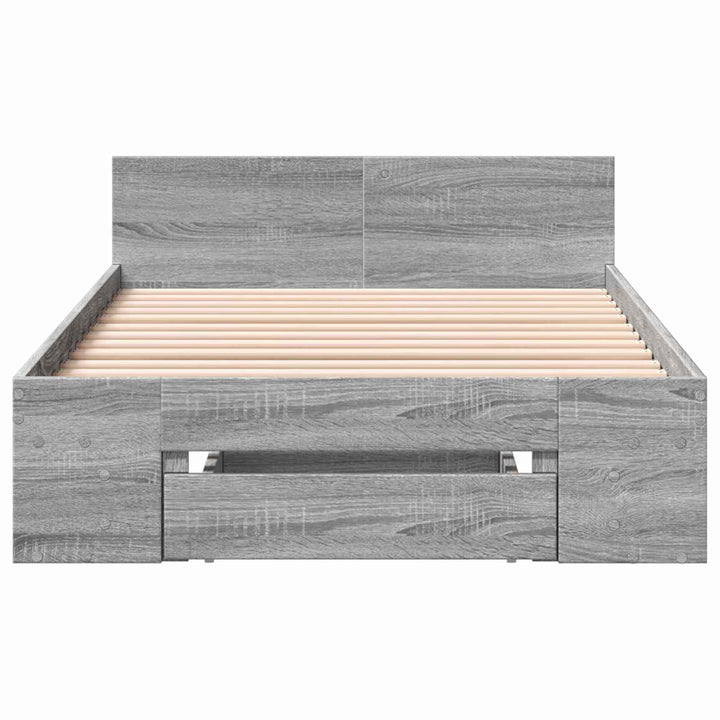 Sengestel med opbevaring Grå Sonoma 80 x 200 cm Konstrueret træ