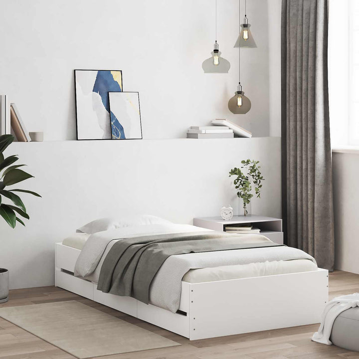 Sengestel med opbevaring Hvid 80 x 200 cm Konstrueret træ
