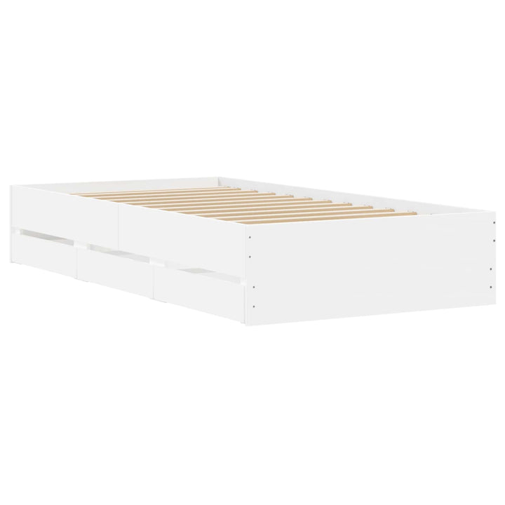 Sengestel med opbevaring Hvid 80 x 200 cm Konstrueret træ