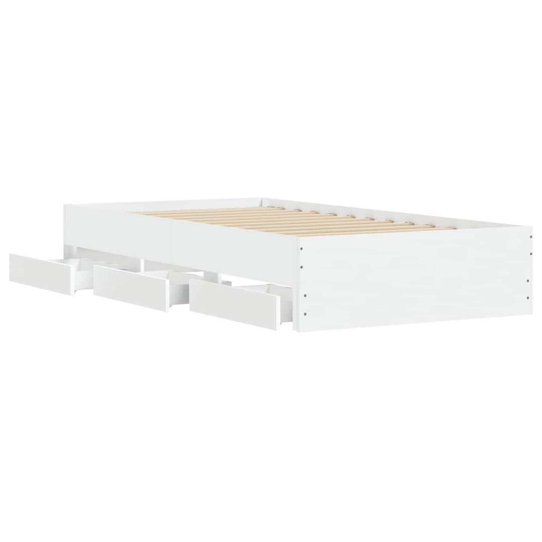 Sengestel med opbevaring Hvid 80 x 200 cm Konstrueret træ