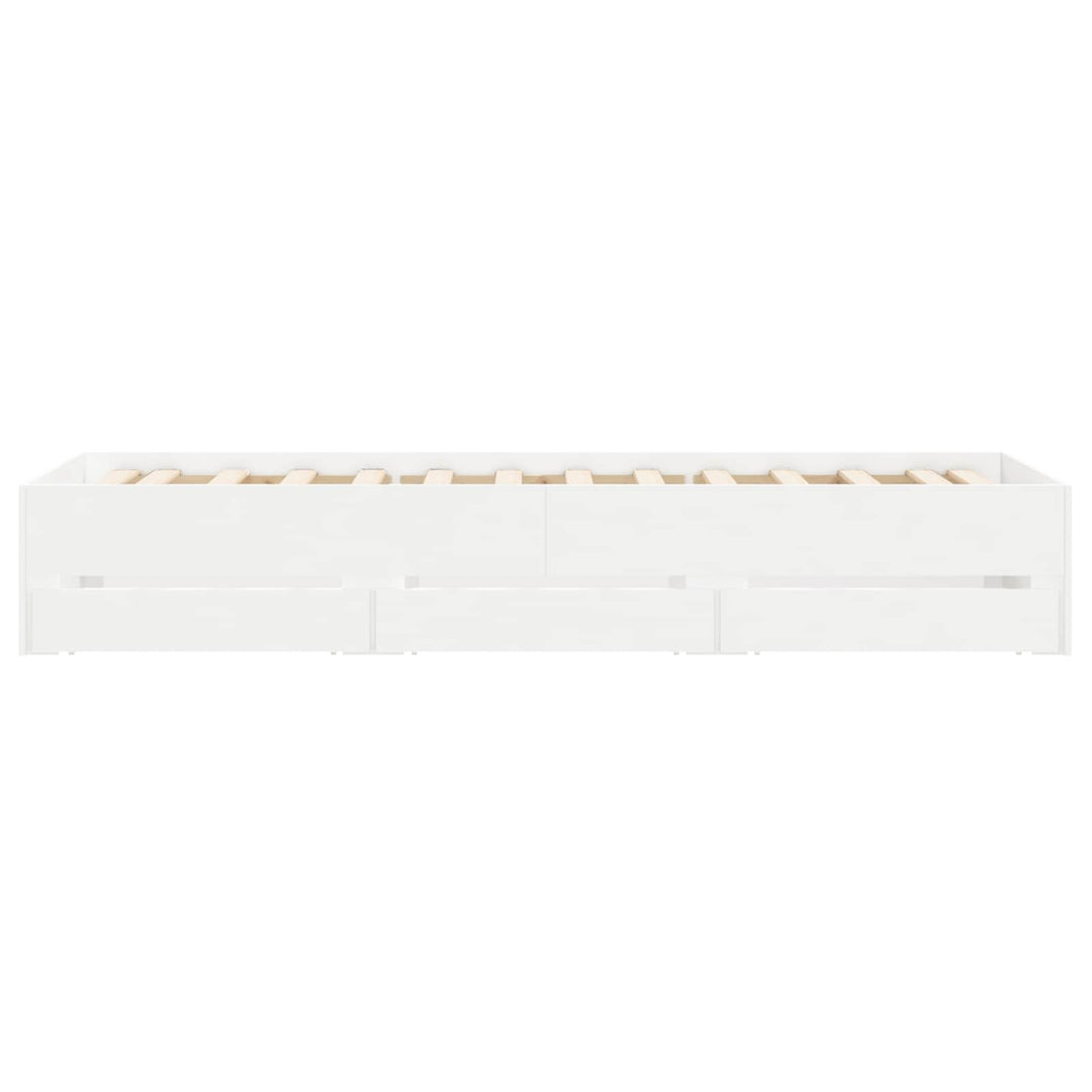 Sengestel med opbevaring Hvid 80 x 200 cm Konstrueret træ