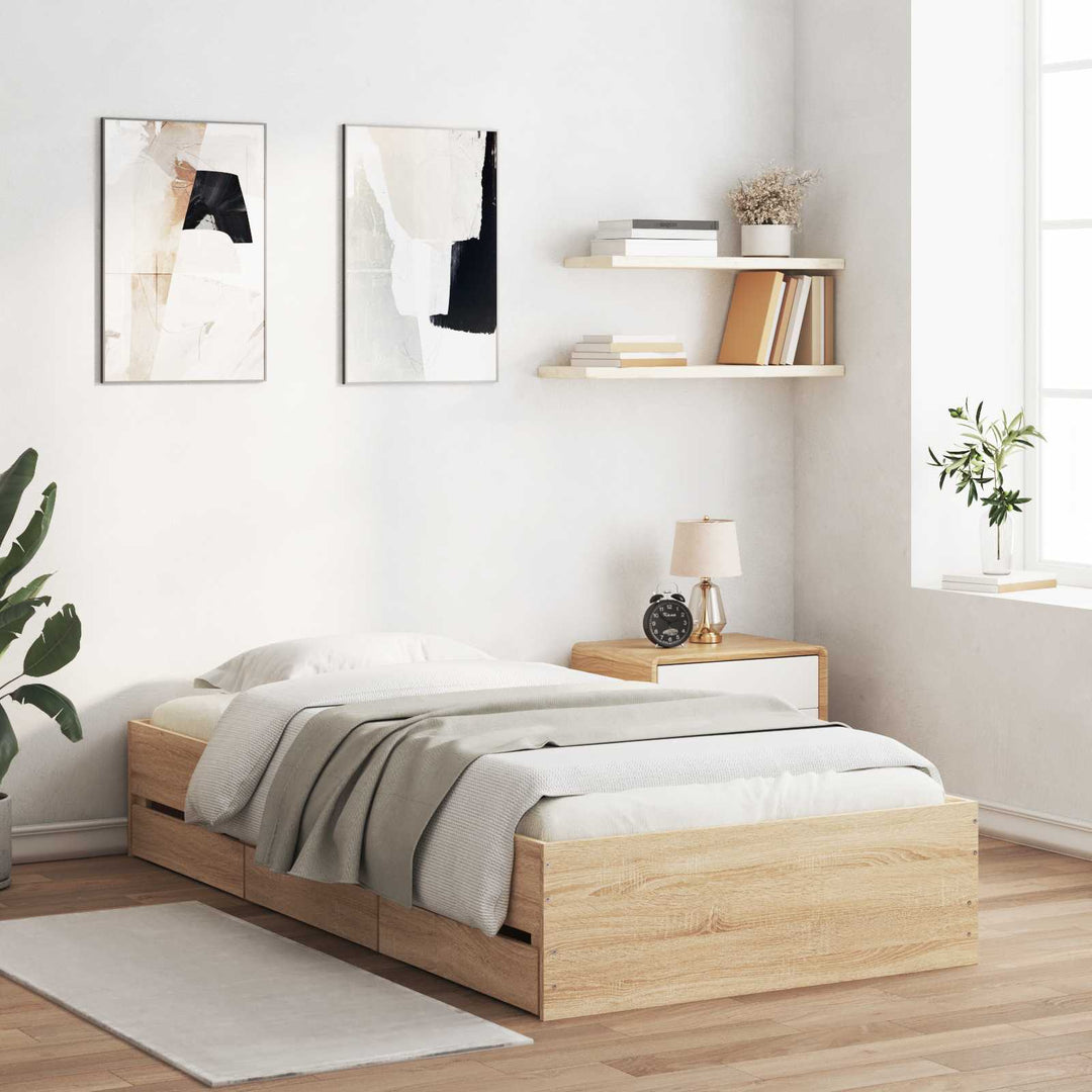 Sengestel med opbevaring Sonoma-eg 80 x 200 cm Konstrueret træ