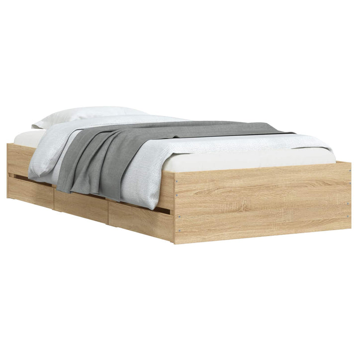 Sengestel med opbevaring Sonoma-eg 80 x 200 cm Konstrueret træ