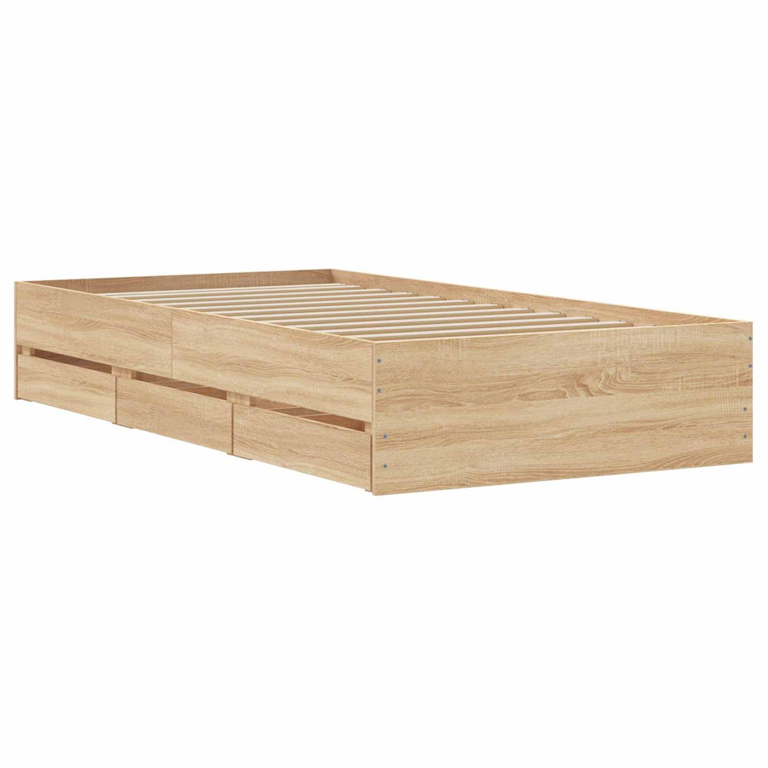 Sengestel med opbevaring Sonoma-eg 80 x 200 cm Konstrueret træ