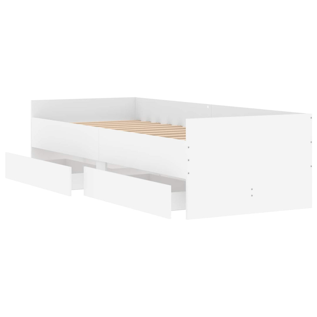 Sengestel med opbevaring Hvid 80 x 200 cm Konstrueret træ
