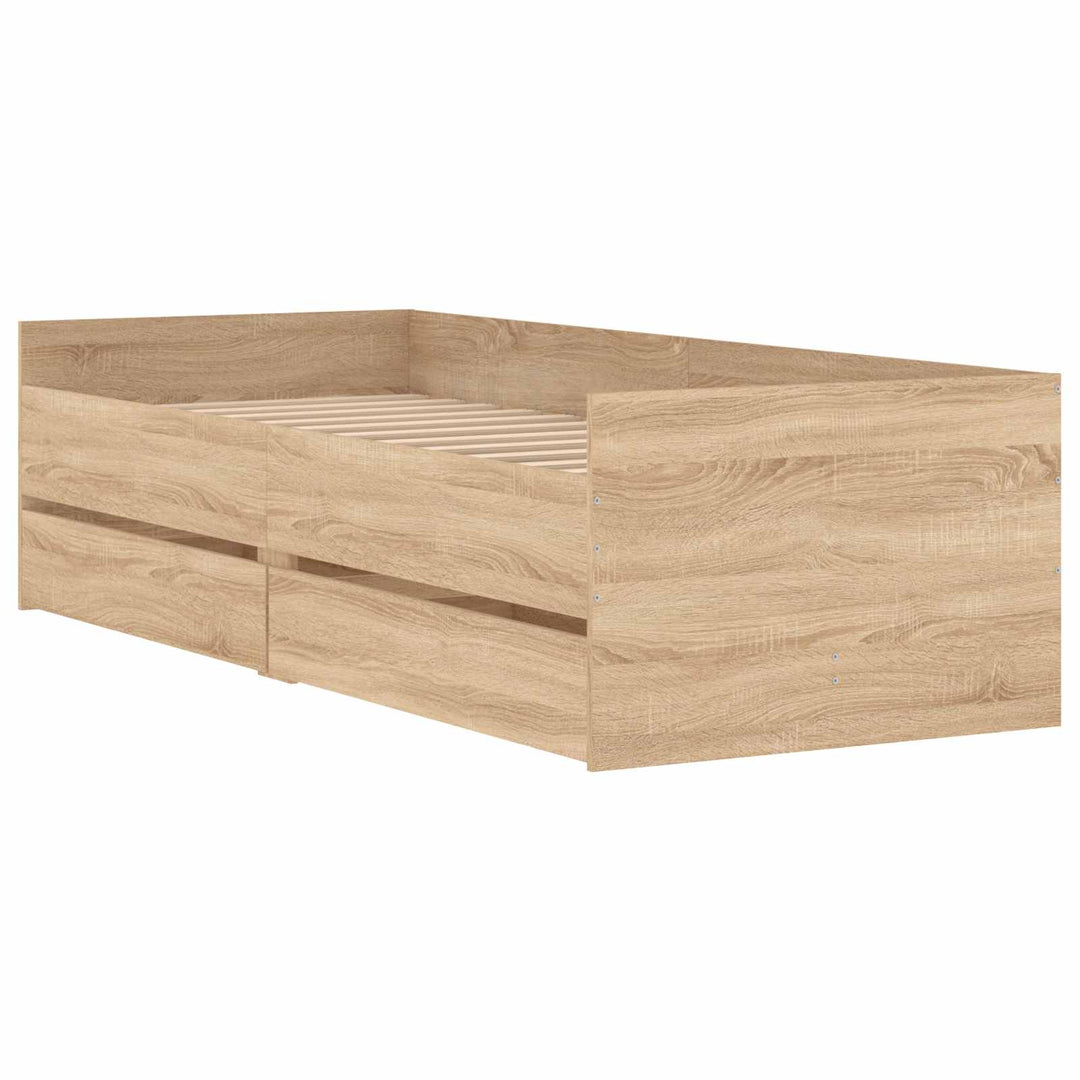 Sengestel med opbevaring Sonoma-eg 80 x 200 cm Konstrueret træ
