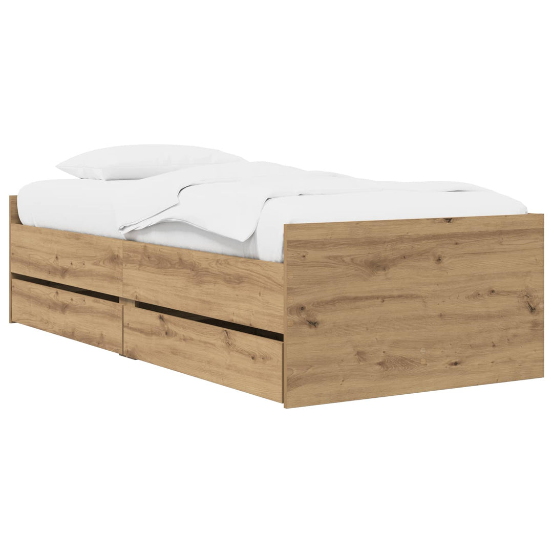 Sengestel med opbevaring Artisan-eg 80 x 200 cm Konstrueret træ