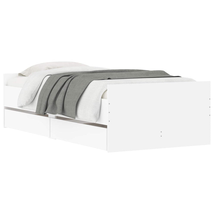 Sengestel med opbevaring Hvid 80 x 200 cm Konstrueret træ