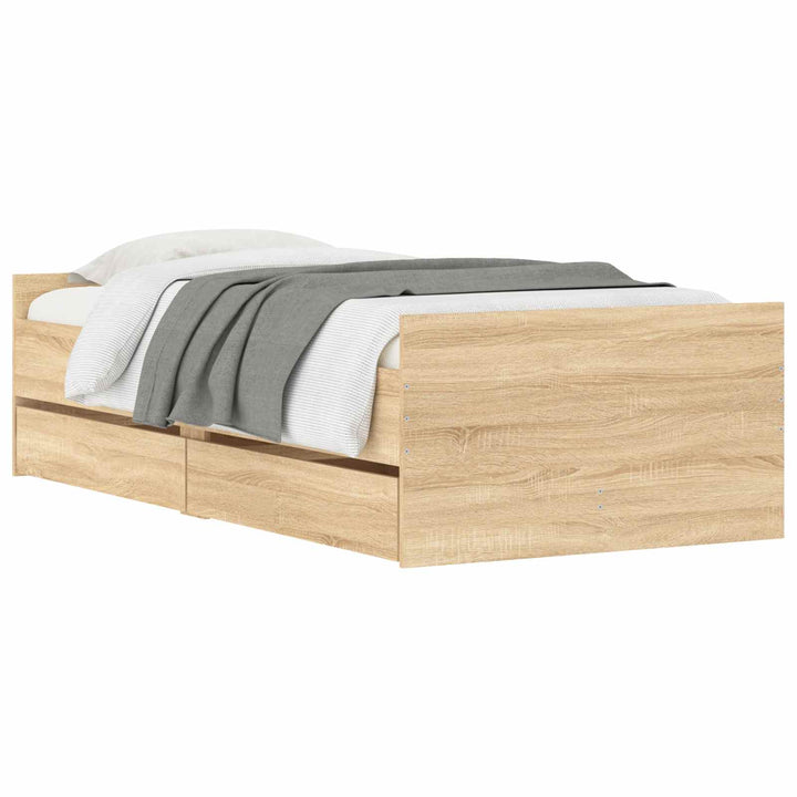Sengestel med opbevaring Sonoma-eg 80 x 200 cm Konstrueret træ