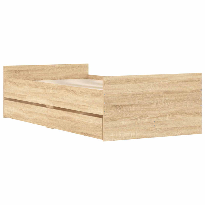 Sengestel med opbevaring Sonoma-eg 80 x 200 cm Konstrueret træ