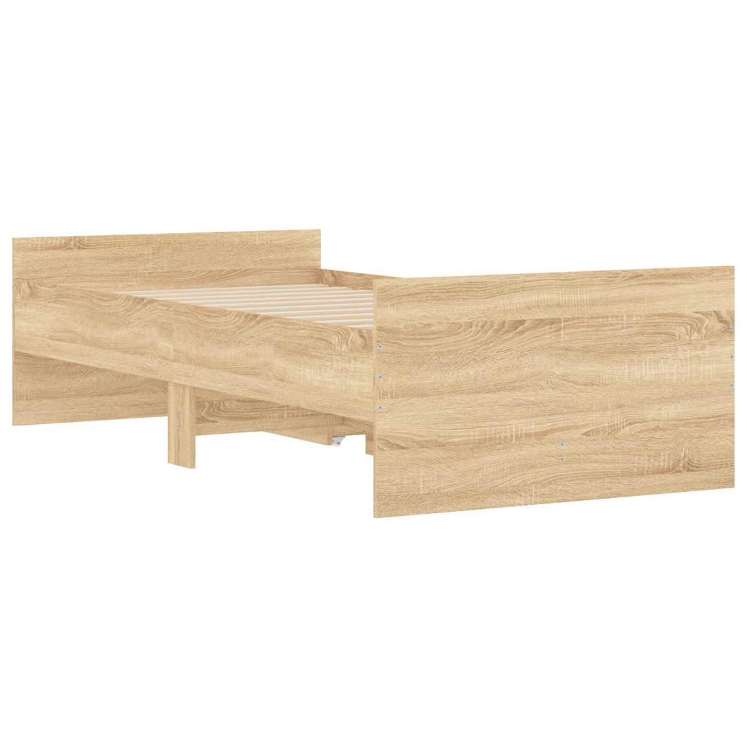 Sengestel med opbevaring Sonoma-eg 80 x 200 cm Konstrueret træ