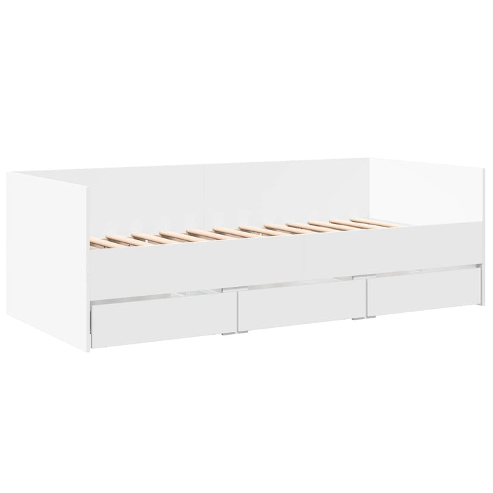 Sengestel med opbevaring Hvid 80 x 200 cm Konstrueret træ