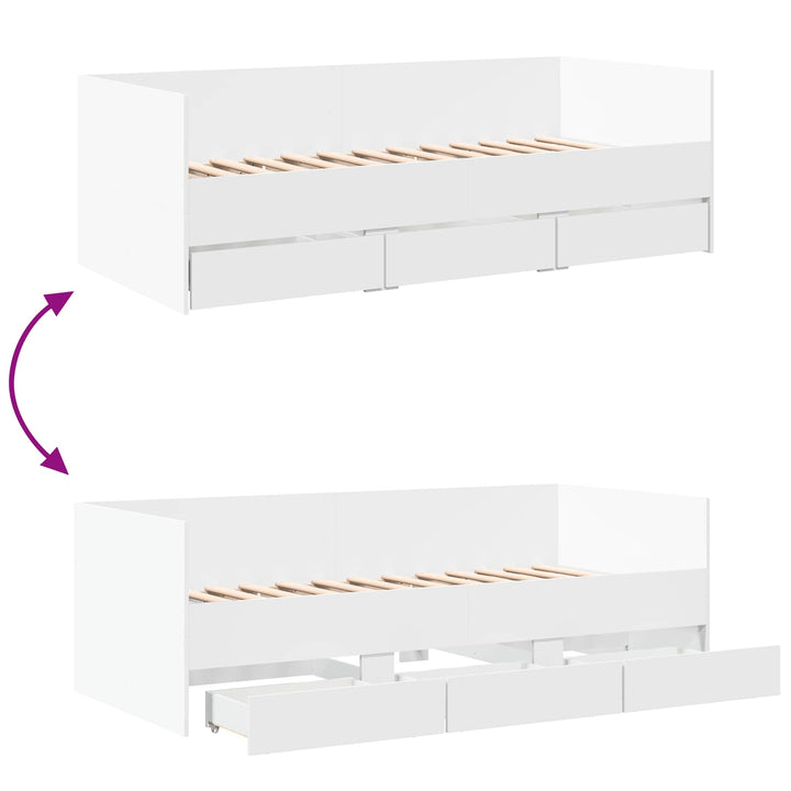 Sengestel med opbevaring Hvid 80 x 200 cm Konstrueret træ