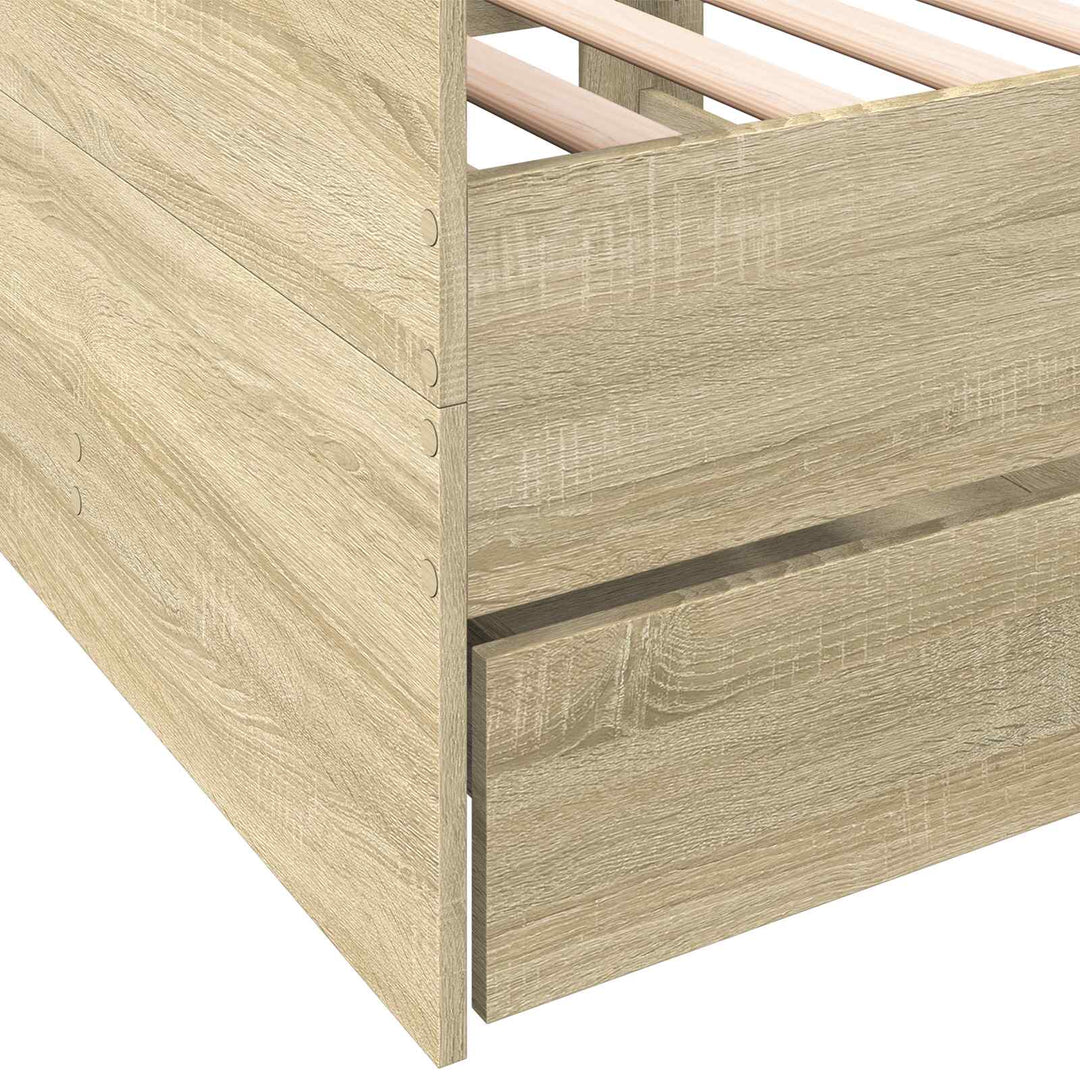 Sengestel med opbevaring Sonoma-eg 80 x 200 cm Konstrueret træ
