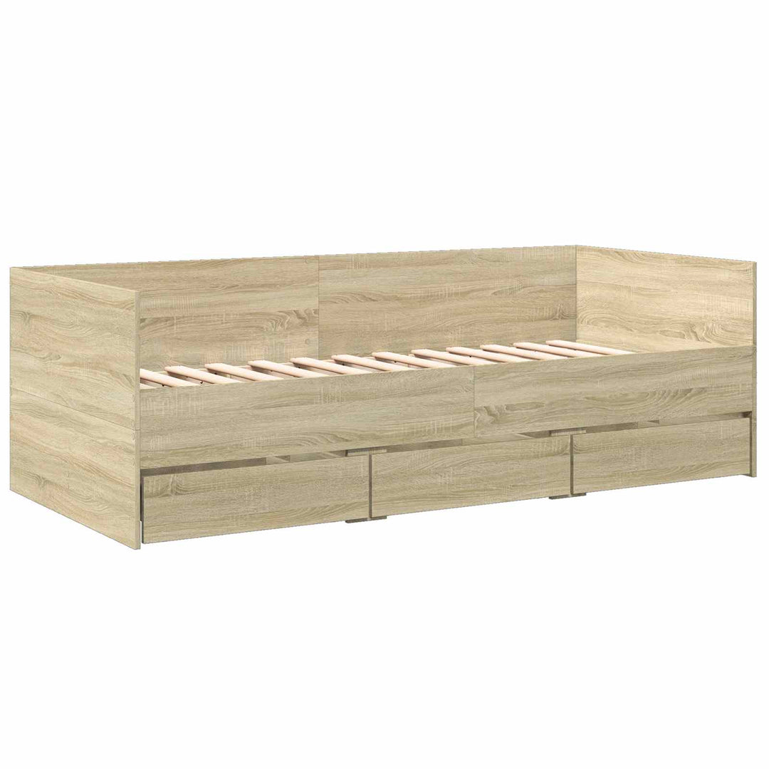 Sengestel med opbevaring Sonoma-eg 80 x 200 cm Konstrueret træ