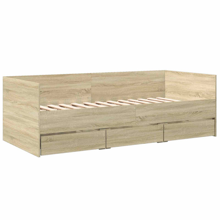 Sengestel med opbevaring Sonoma-eg 80 x 200 cm Konstrueret træ