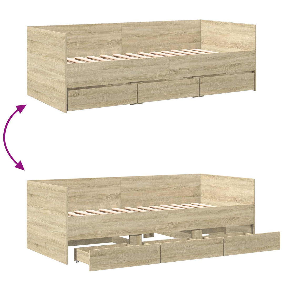 Sengestel med opbevaring Sonoma-eg 80 x 200 cm Konstrueret træ
