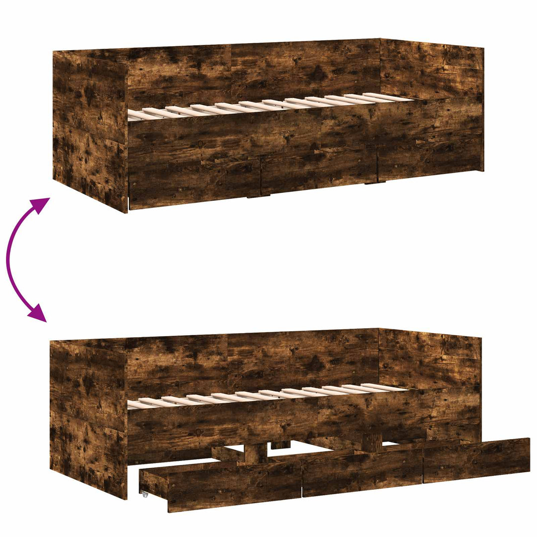 Sengestel med opbevaring Røget eg 80 x 200 cm Konstrueret træ