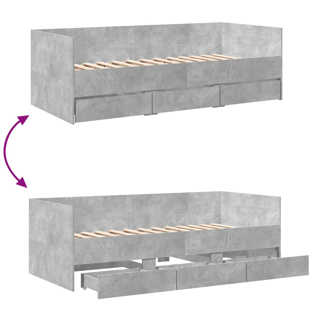 Sengestel med opbevaring Betongrå 80 x 200 cm Konstrueret træ