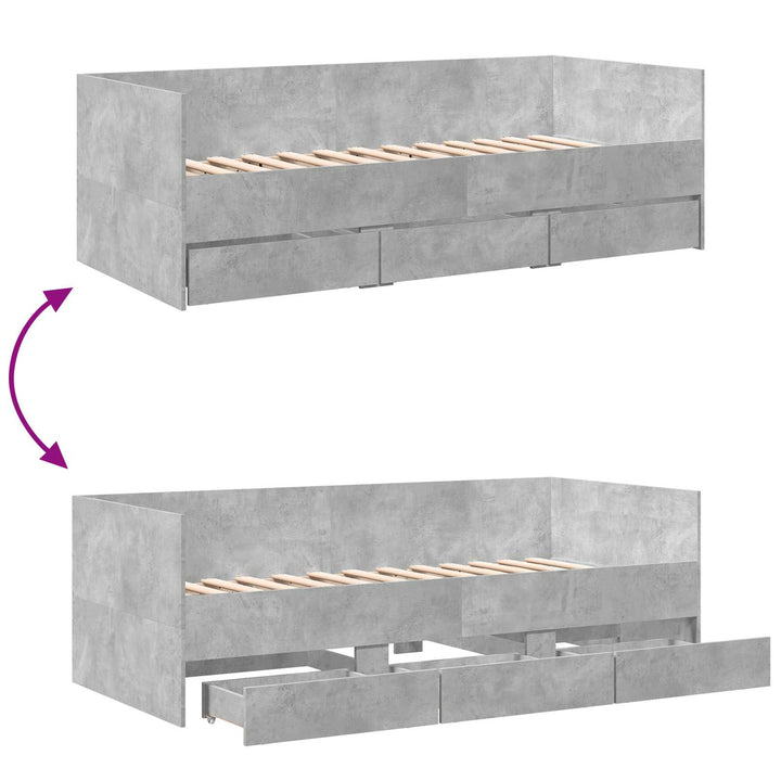 Sengestel med opbevaring Betongrå 80 x 200 cm Konstrueret træ