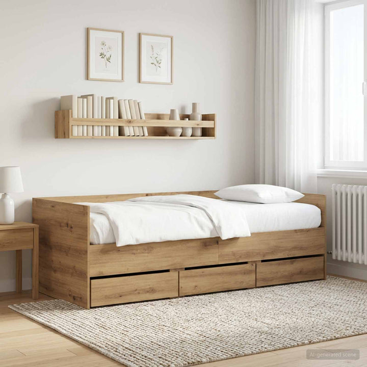 Daybed med skuffe med hovedgærde Artisan-eg Konstrueret træ