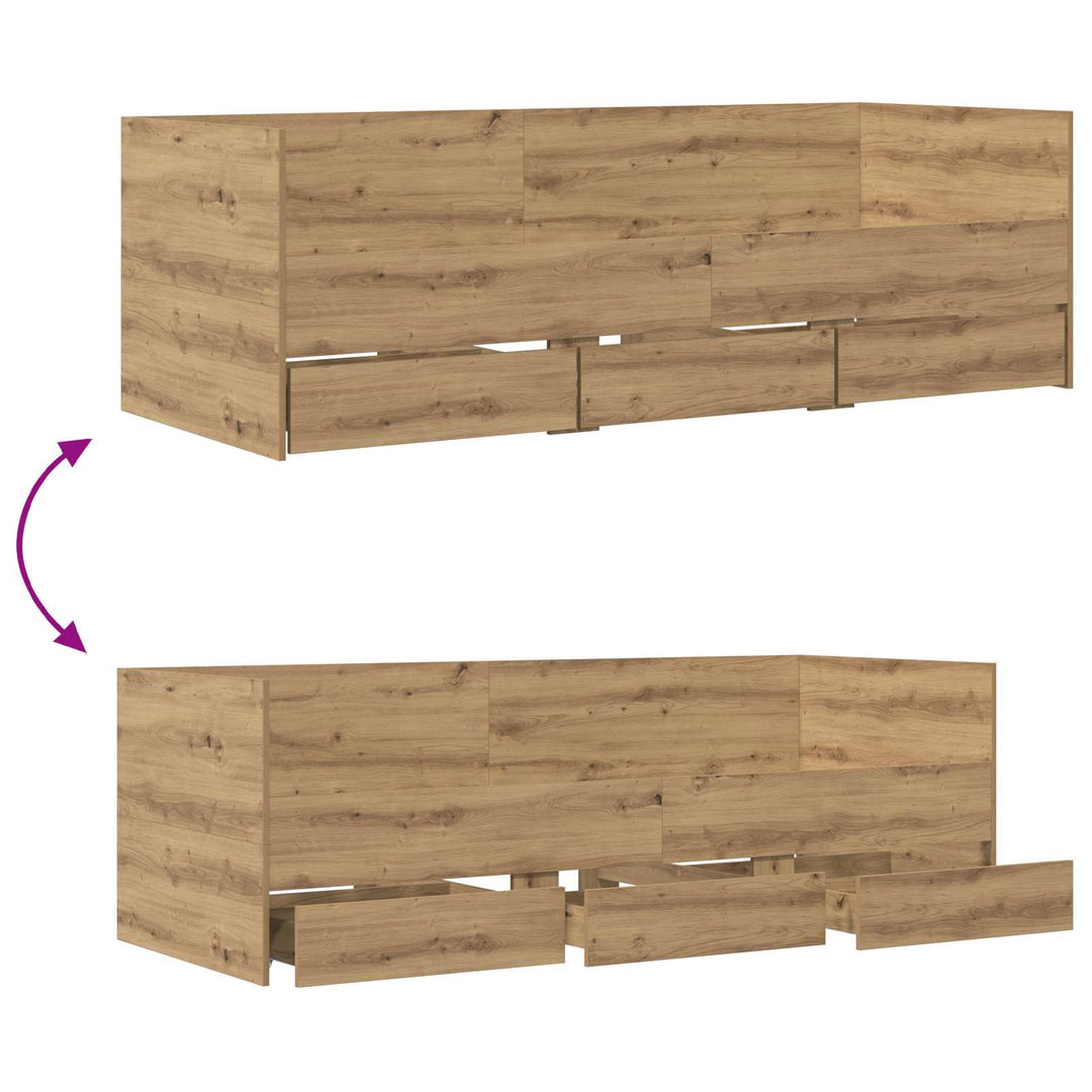 Daybed med skuffe med hovedgærde Artisan-eg Konstrueret træ