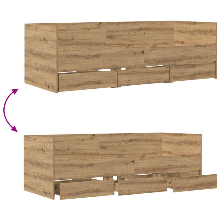 Daybed med skuffe med hovedgærde Artisan-eg Konstrueret træ