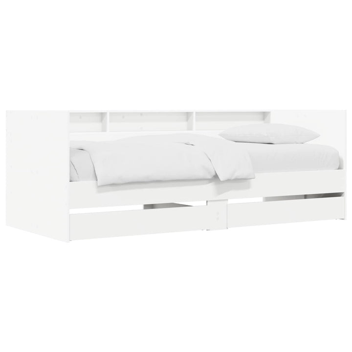 Daybed med skuffe med hylde med hovedgærde Hvid Konstrueret træ