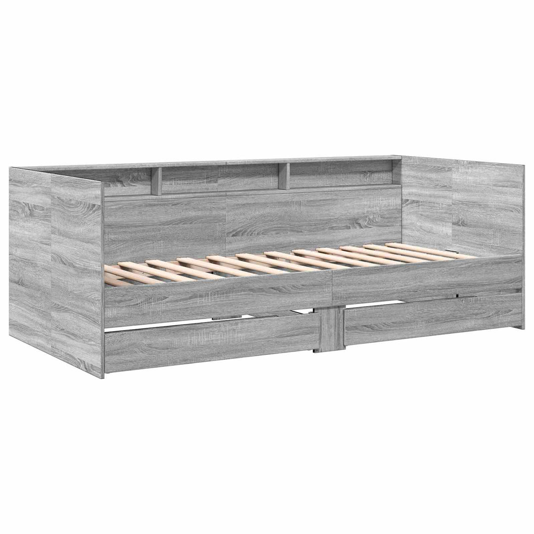Sengestel med opbevaring Grå Sonoma 80 x 200 cm Konstrueret træ