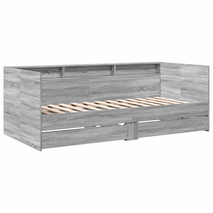 Sengestel med opbevaring Grå Sonoma 80 x 200 cm Konstrueret træ