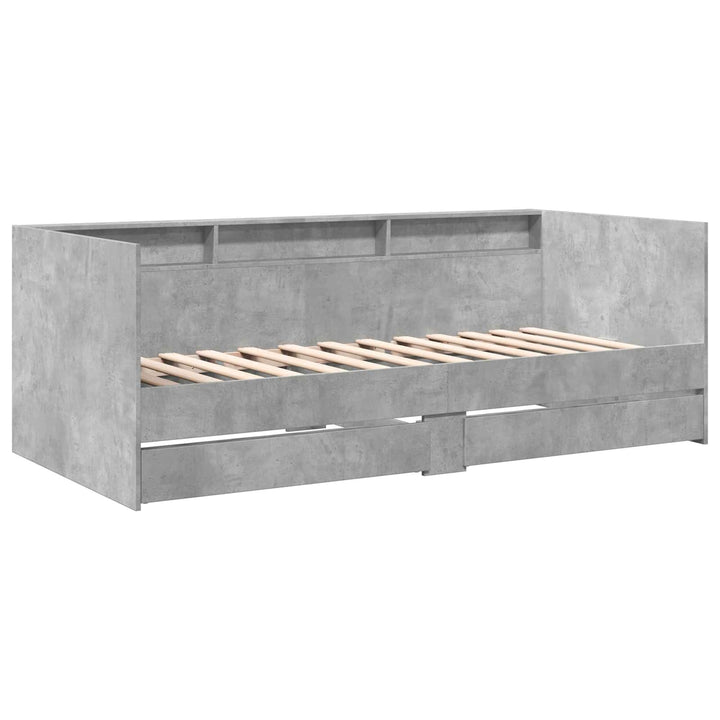 Sengestel med opbevaring Betongrå 80 x 200 cm Konstrueret træ