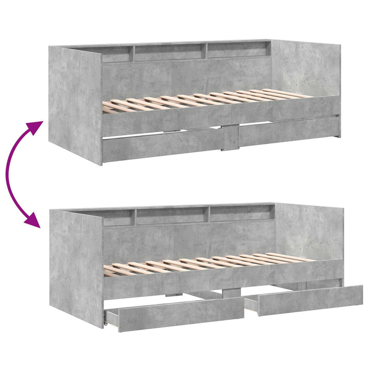 Sengestel med opbevaring Betongrå 80 x 200 cm Konstrueret træ