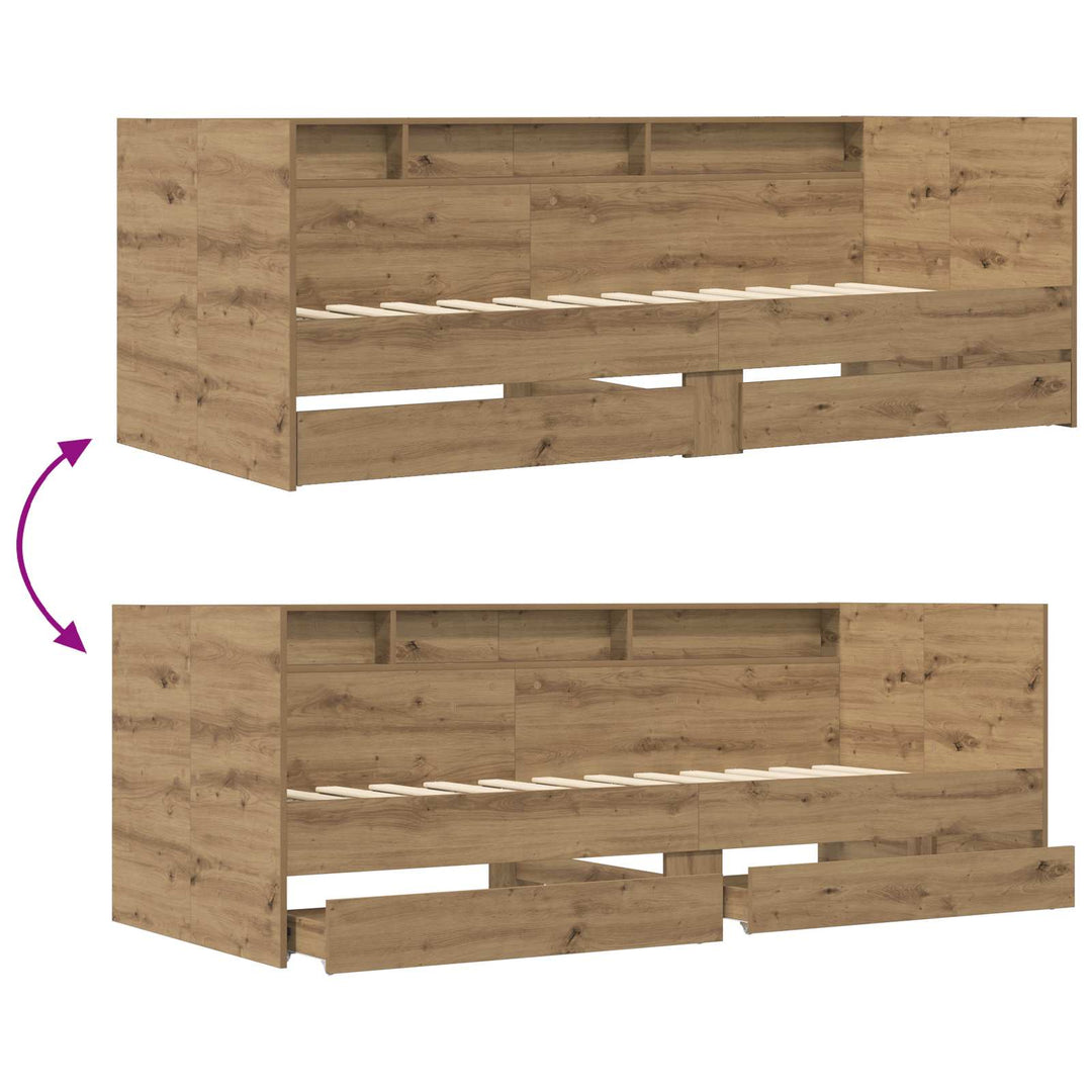Daybed med skuffe med hylde Artisan-eg Konstrueret træ