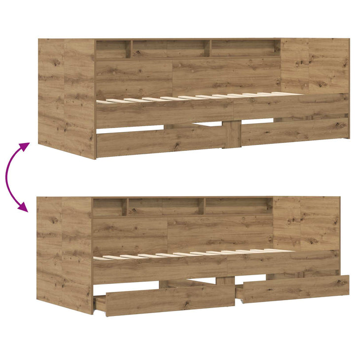 Daybed med skuffe med hylde Artisan-eg Konstrueret træ
