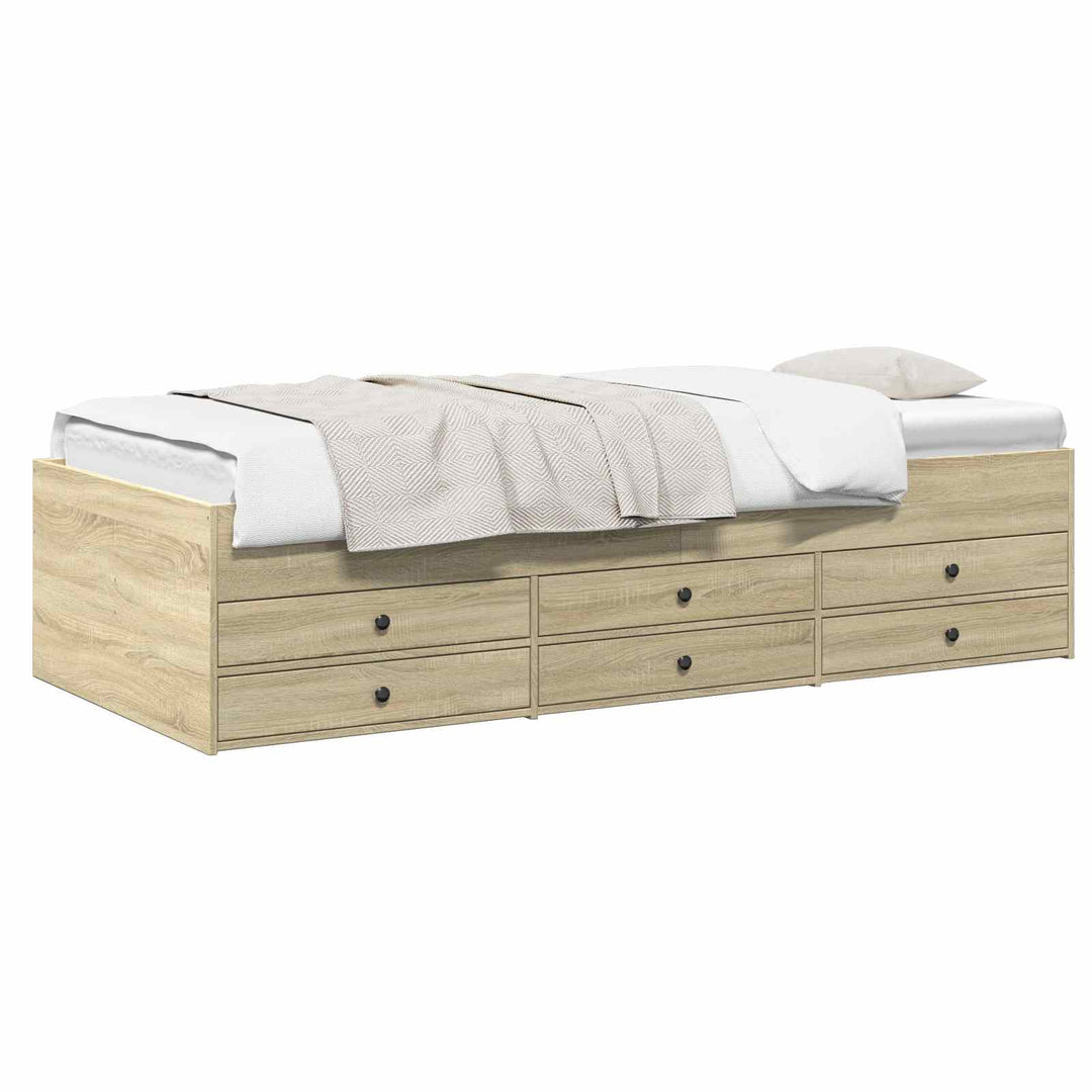 Sengestel med opbevaring Sonoma-eg 80 x 200 cm Konstrueret træ
